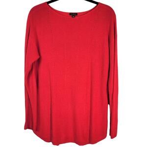 Talbots Festive Season Sweater Womens M Red Texture Cashmere Blend Winter Party